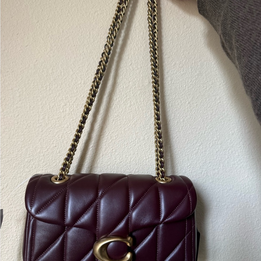 COACH Quilted Black Currant Tabby 20 Leather Shoulder Bag - Picture 12 of 13